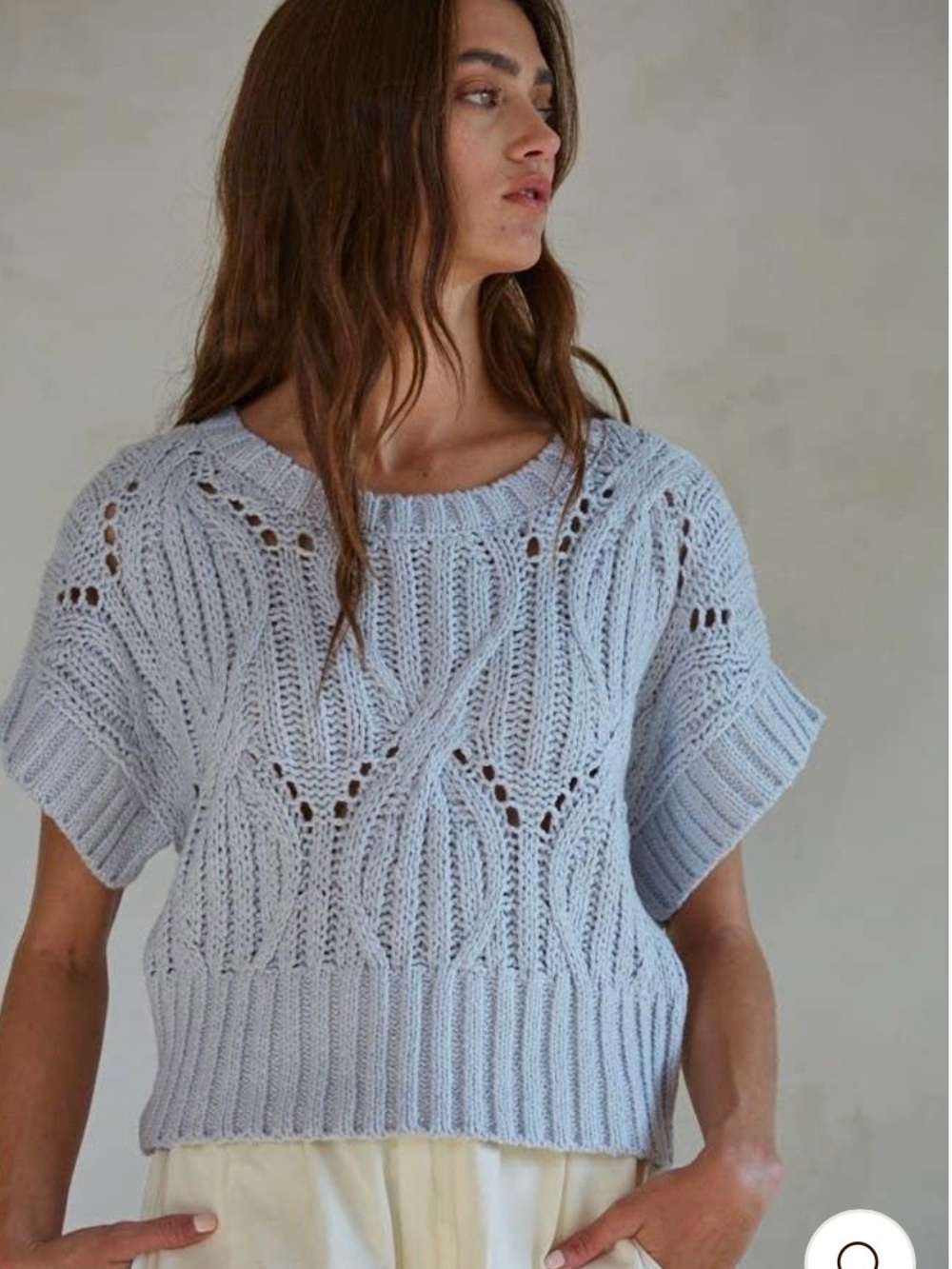 By Together Cali light blue Crochet Top